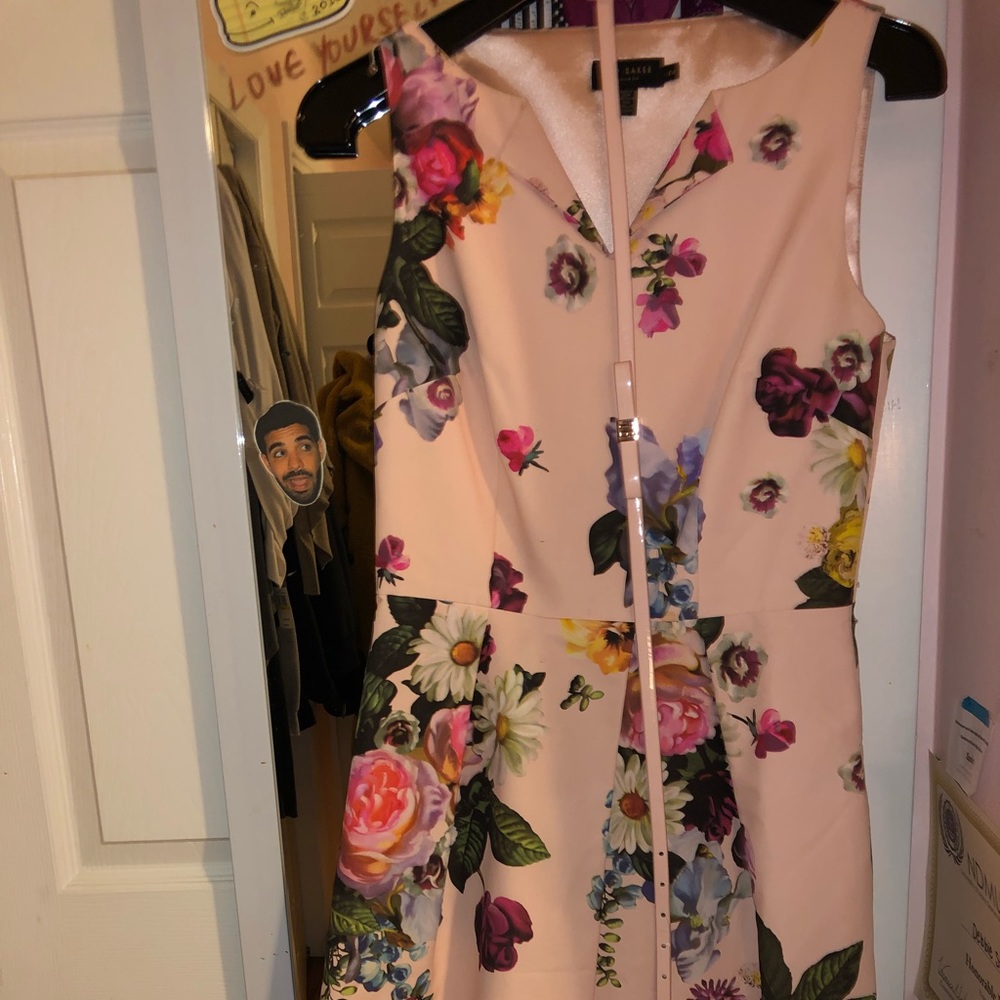 TED BAKER FORMAL FLOWER PATTERN LIGHT PINK DRESS